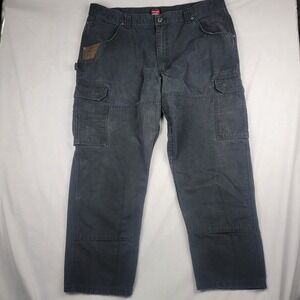Wrangler Workwear Men's 40x31 Ripstop Canvas Double Knee Cargo Pants Black